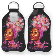 Load image into Gallery viewer, Hand Sanitizer Holder Keychain - Breast Cancer Edition