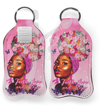 Load image into Gallery viewer, Hand Sanitizer Holder Keychain - Breast Cancer Edition