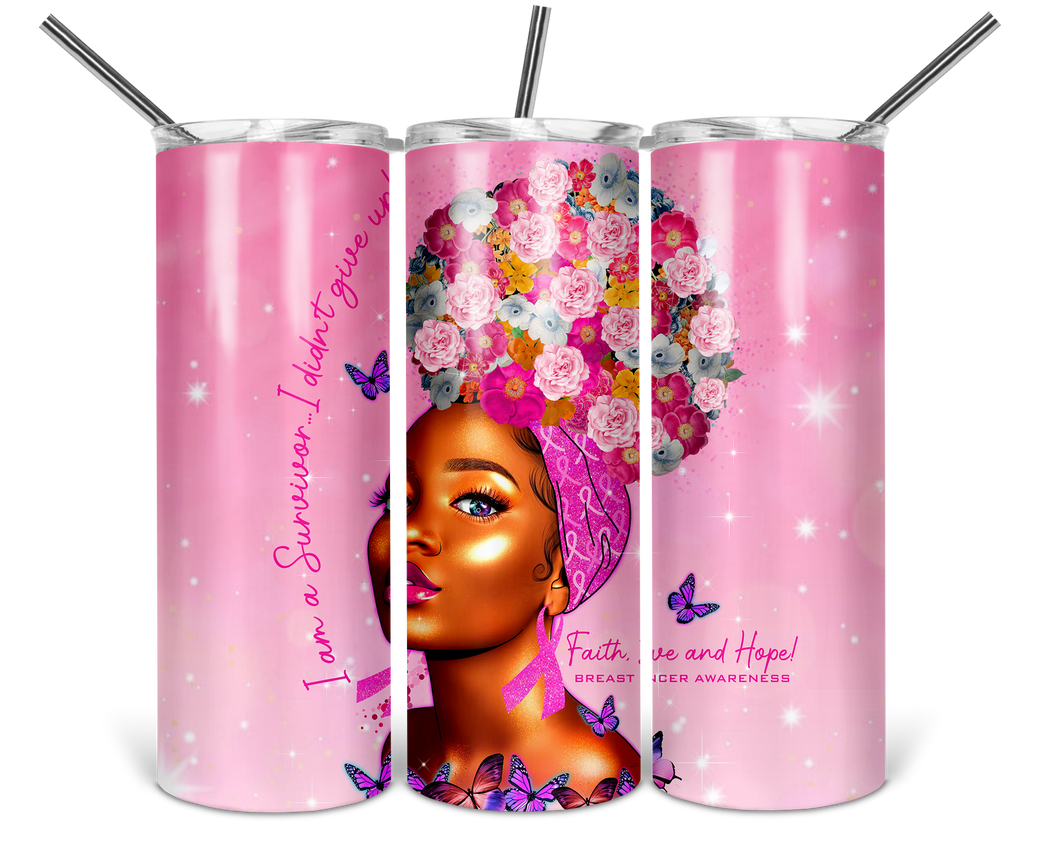 20 oz. Steel Tumbler with Lid - Breast Cancer Edition