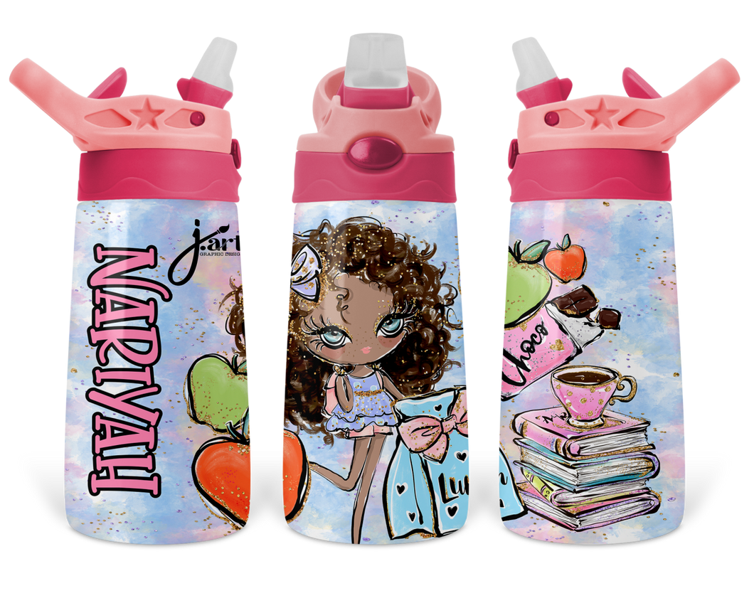 Personalised Kids Water Bottle, Back to School Drinks Bottle, Kids Water  Bottle Flip Lid, Bottle With Straw, Childs Water Bottle, Children's 